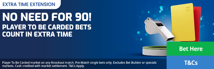 betfred player to be carded extra time